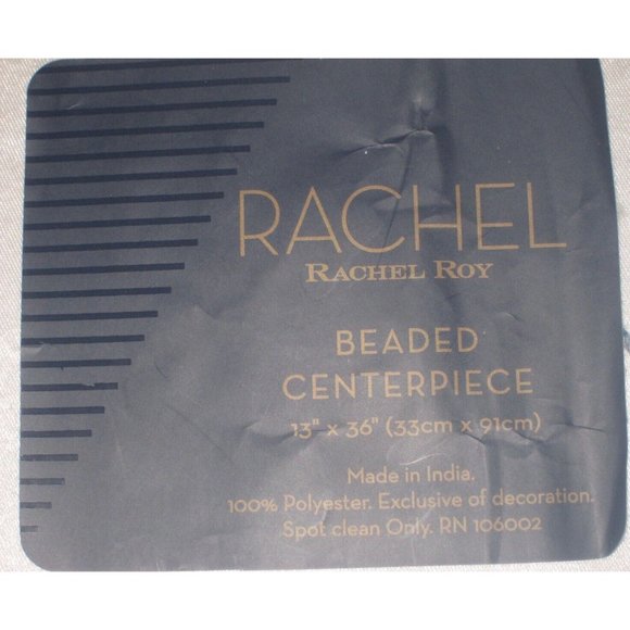 Pumpkin Beaded Table Runner Pearl White Orange Thanksgiving Halloween Rachel Roy - Picture 4 of 4